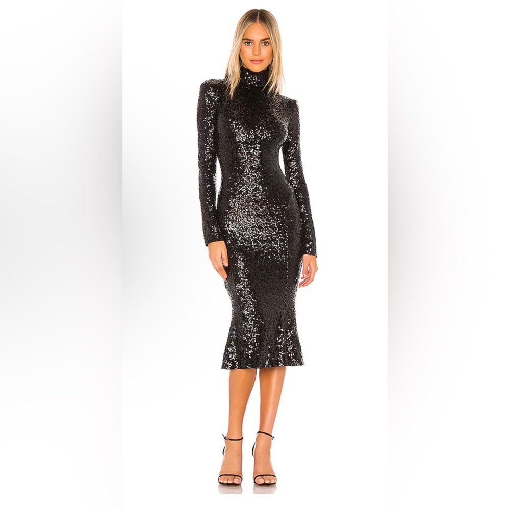 Norma Kamali Black Midi Sequin Dress